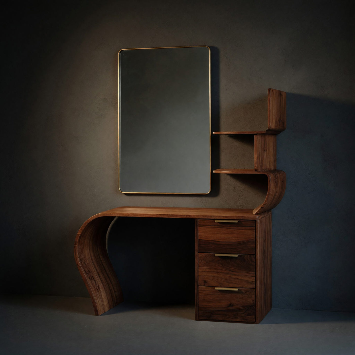 Solid Wood Dressing Table Boho Makeup Vanity Desk Bedroom Area Beauty