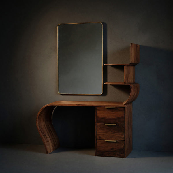 Solid Wood Dressing Table Boho Makeup Vanity Desk Bedroom Area Beauty