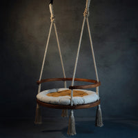Solid Wood Porch Swing Boho Round Chair Garden