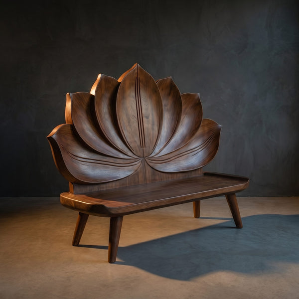 Contemporary Lotus Flower Back Bench For Bedroom Interior Space