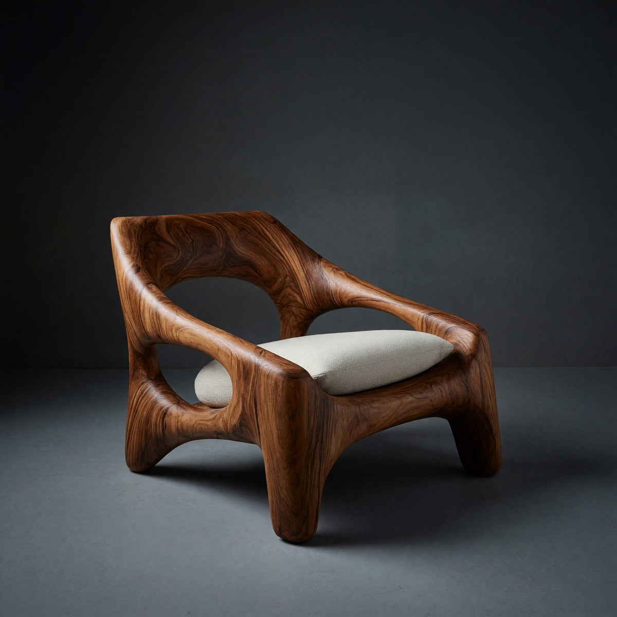 Solid Wood Chair Sculptural Outdoor Porch