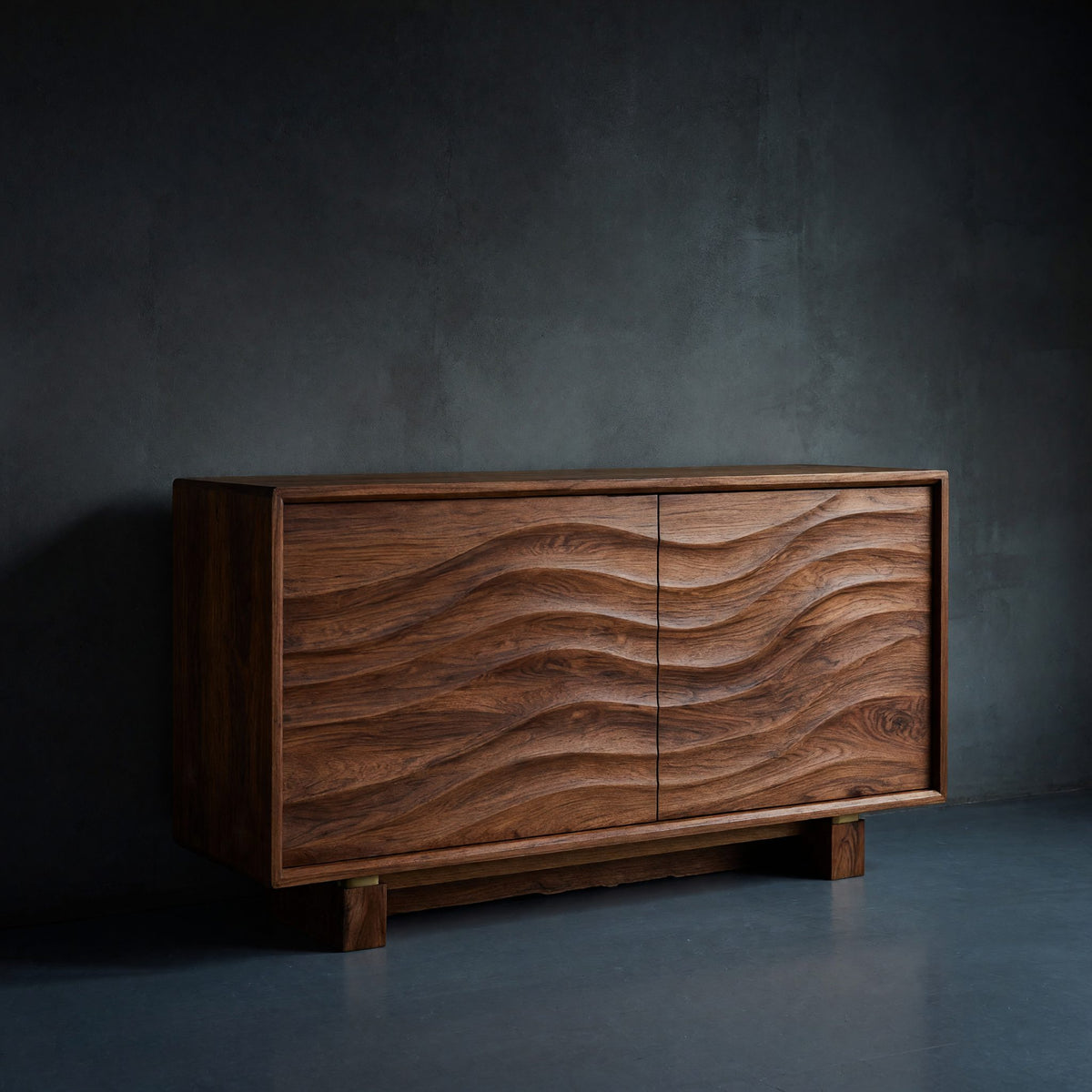 Solid Wood Sideboard Wave Carving Kitchen