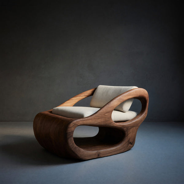Solid Wood Chair Artistic Organic Lounge Home