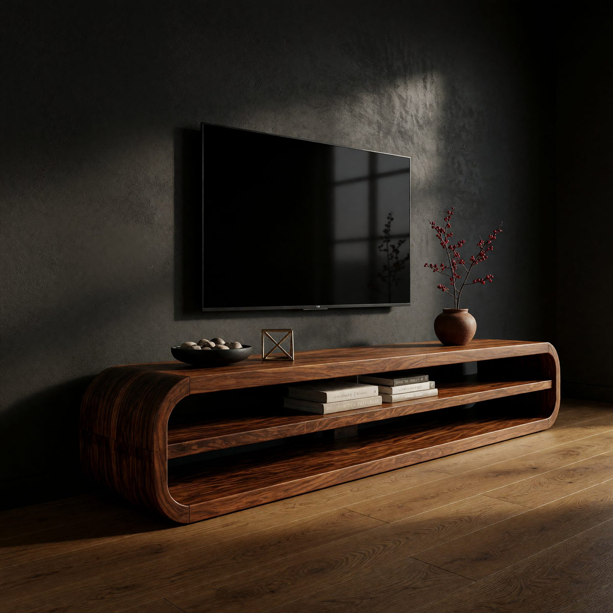 Figure That Runs Around Both Ends of the TV Console