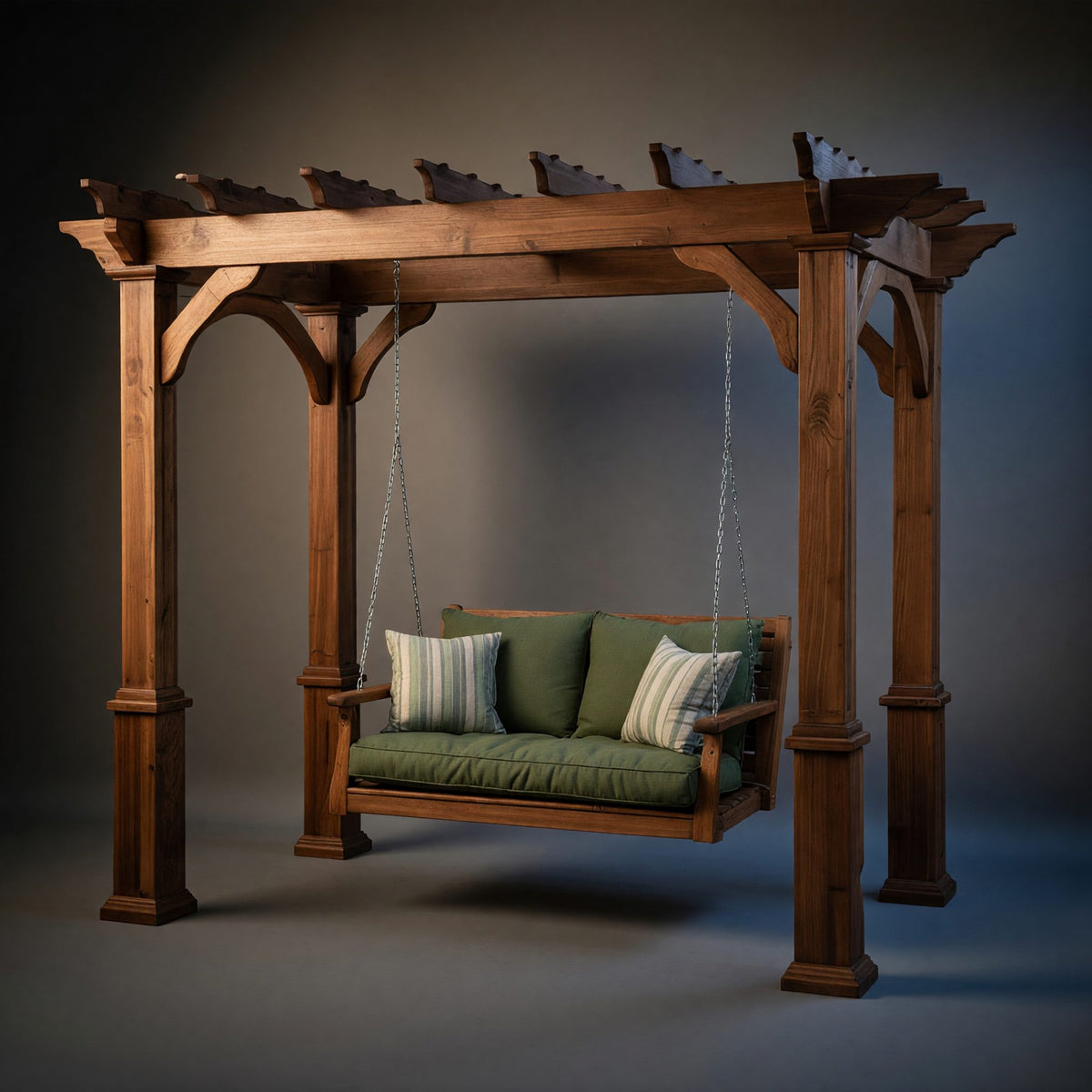 Solid Wood Porch Swing Rustic Pergola Bench Outdoor Garden Lounge