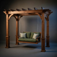 Solid Wood Porch Swing Rustic Pergola Bench Outdoor Garden Lounge