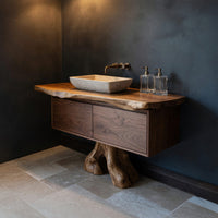 Solid Wood Live Edge Vanity Mid Century Bathroom Solid Sculptural Luxury