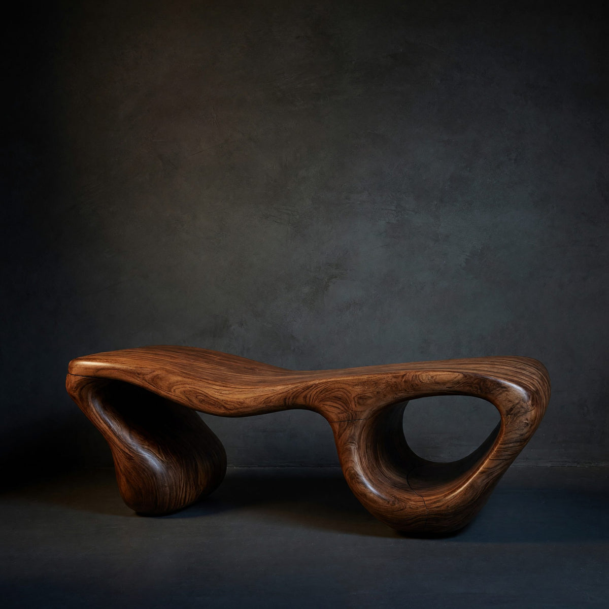 Solid Wood Teak Shower Bench Wave Carved Double Storage Bathroom