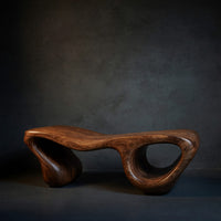 Solid Wood Teak Shower Bench Wave Carved Double Storage Bathroom