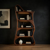 Wave-Silhouette Bookshelf with Deep Curved Alcoves