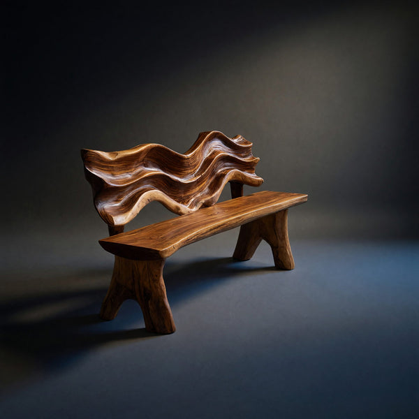 Solid Wood Outdoor Garden Bench Rustic Live Edge Entryway Accent Seating