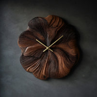 Solid Wood Clock Floral Wall Decor Living Room