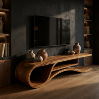 Media Console Cut From a Single Run of Monkeypod