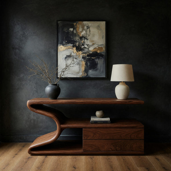 Ribbonfold Console Table, Hand-Shaped from Solid Walnut