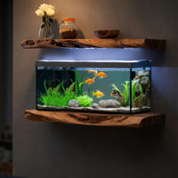 Solid Wood Aquarium Stand Cozy Living Room Rustic Floating Shelf