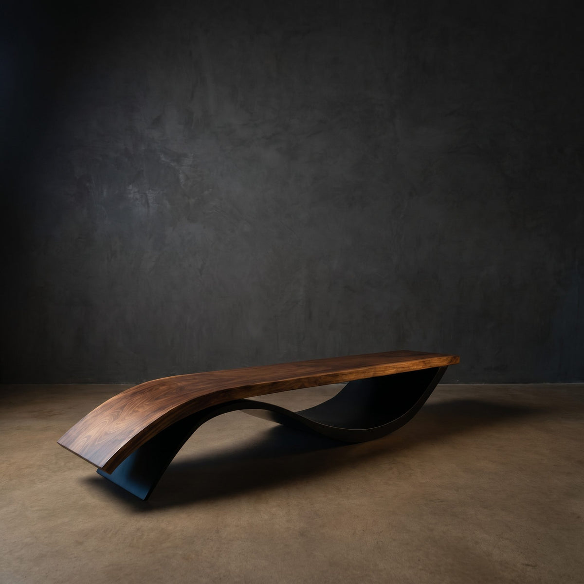 Handcrafted Wooden Bench With Unique Undulating Form For Living Room