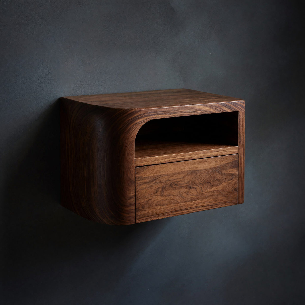Solid Wood Nightstand Floating Bedroom
