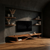 Low TV Console for a Wide Wall in an Open Living Room