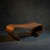 Solid Wood Teak Shower Bench Curved Sculptural Bathroom