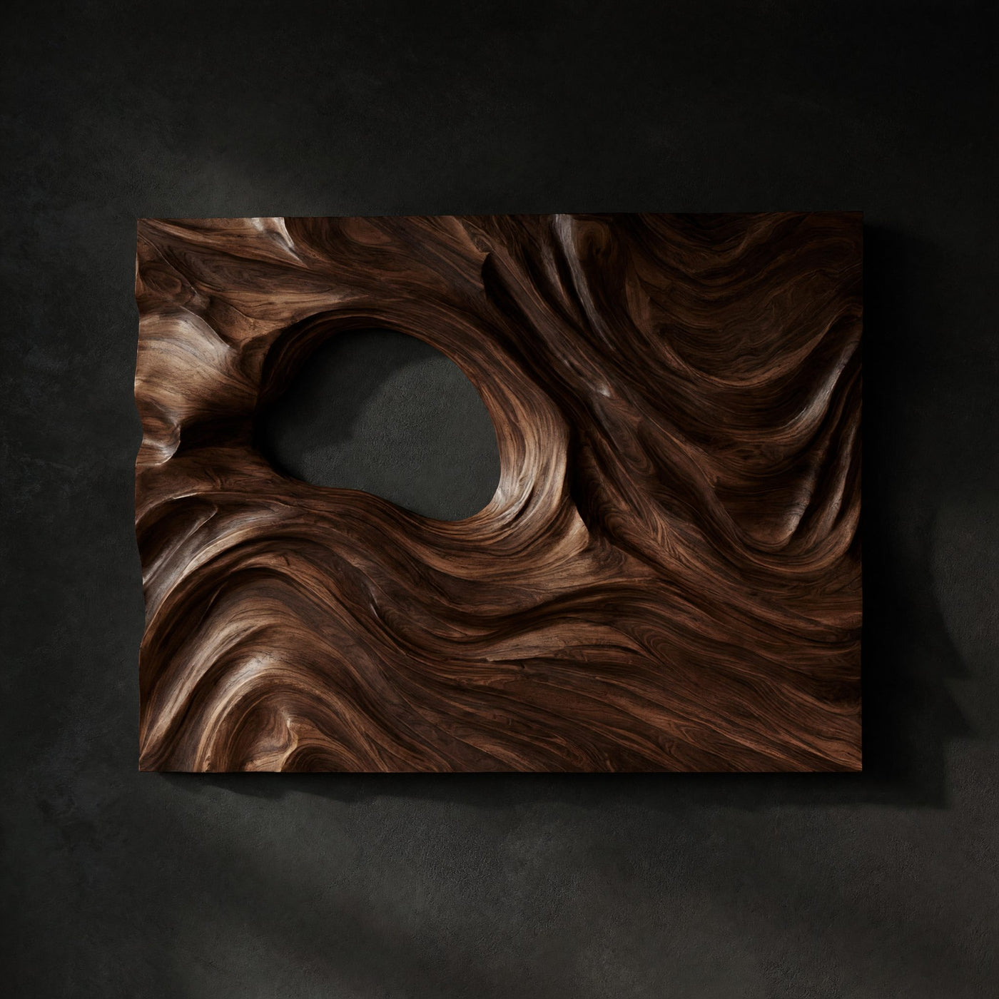 Undertow Carved Wood Wall Art Panel in Walnut