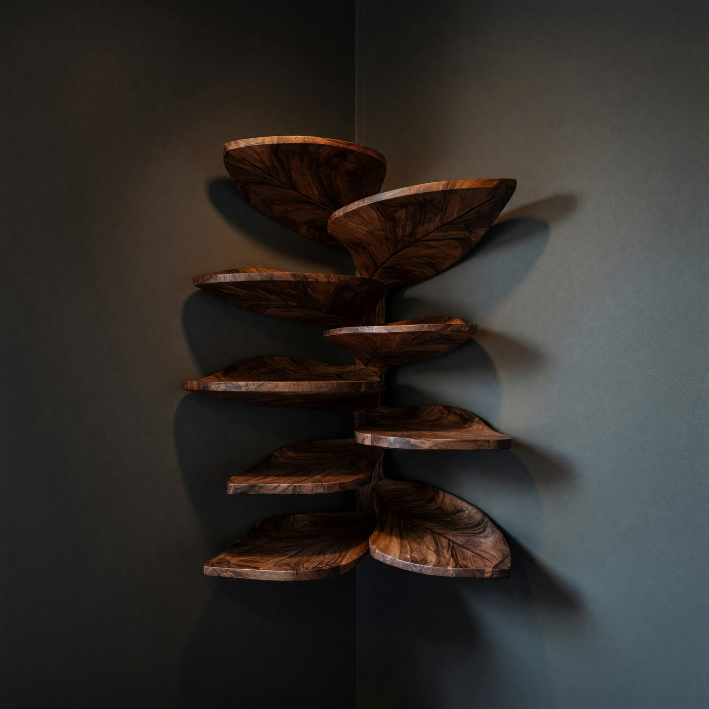 Solid Wood Corner Shelf Leaf Entryway Wall Organizer Display