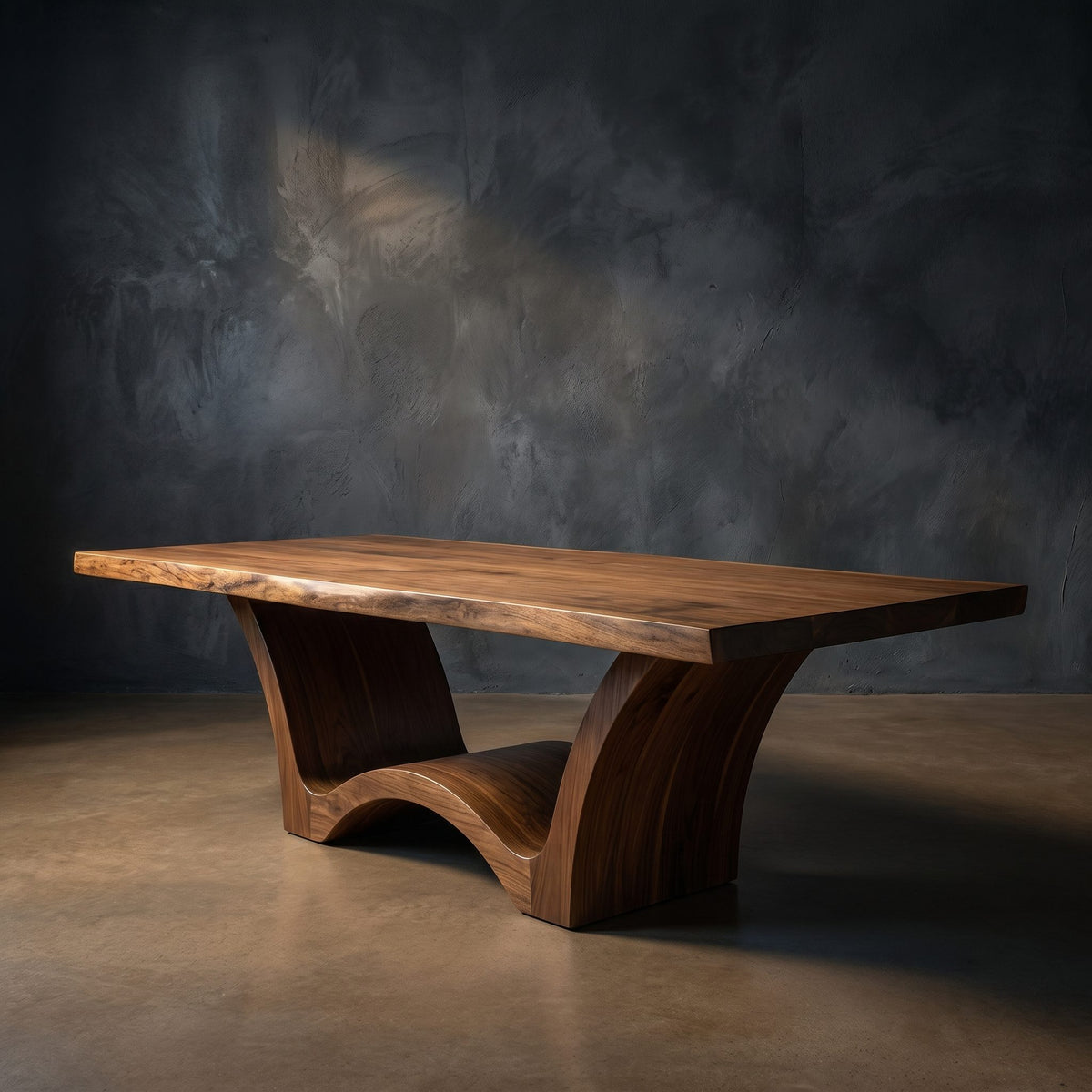 Artistic Wave Leg Wood Dining Table For Designer Dining Room