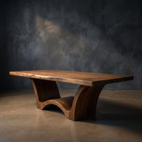 Artistic Wave Leg Wood Dining Table For Designer Dining Room