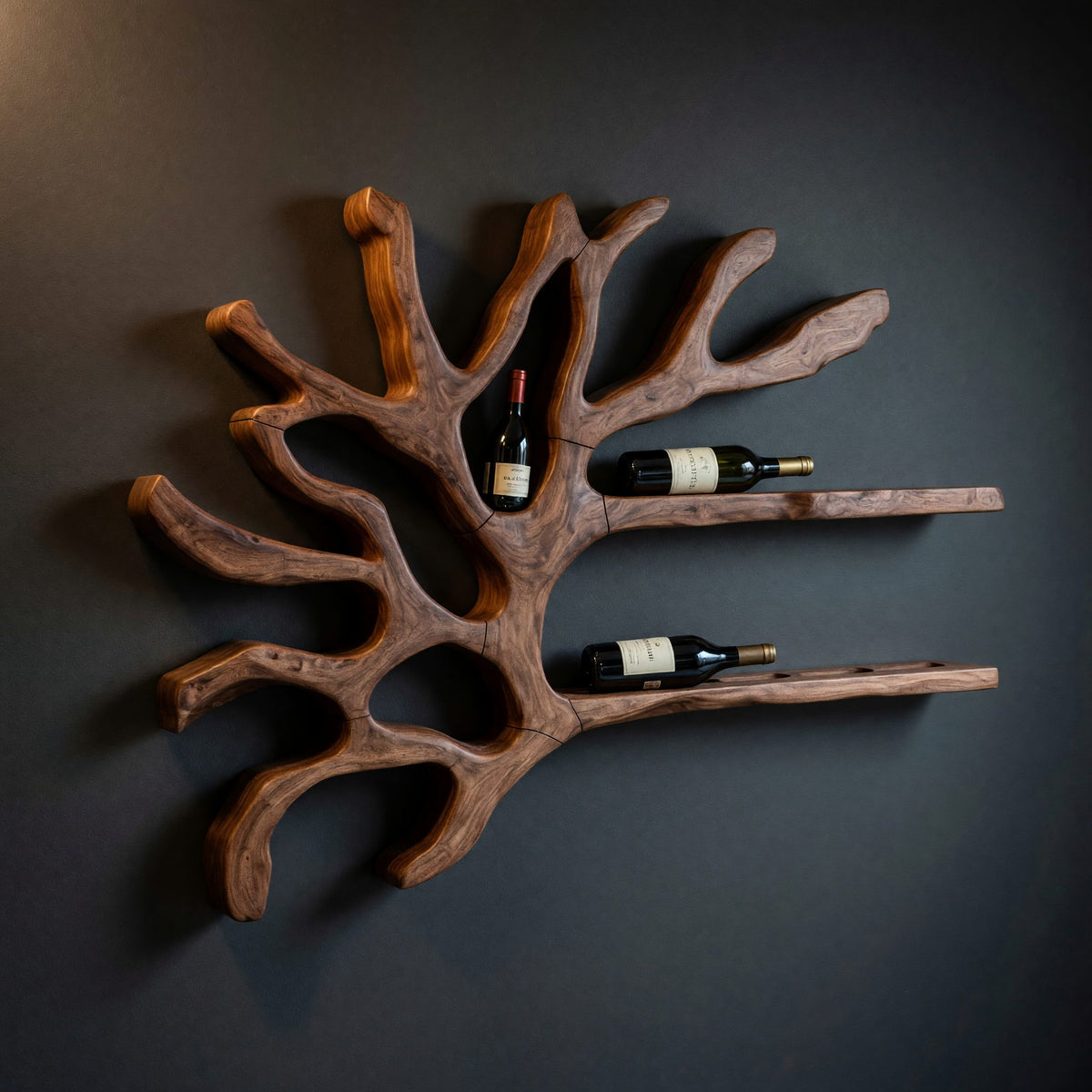 Solid Wood Wine Rack Industrial Wall Entryway Beverage Arrangement Unit