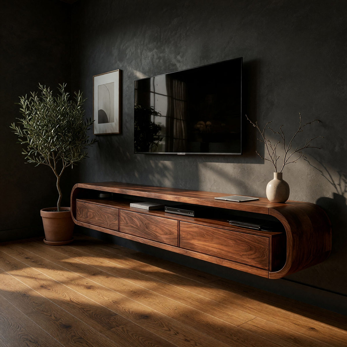 One Run of Walnut, Wrapped Into a Media Console