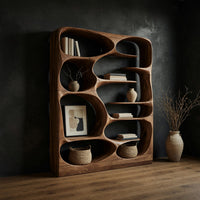 Cell Pod Bookshelf with Carved Organic Openings