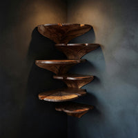 Solid Wood Corner Shelf Farmhouse Leaf Shape Bathroom Wall Decor Display
