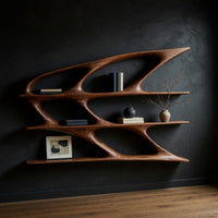 Swept Wing Bookshelf in Solid Walnut Hardwood