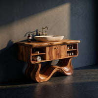 Solid Wood Bathroom Vanity With Open Shelf Spa