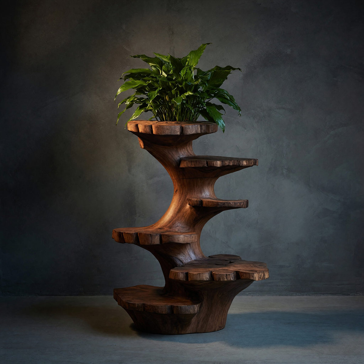 Solid Wood Planters Multi Tier Sculptural Plant Stand Garden