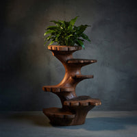Solid Wood Planters Multi Tier Sculptural Plant Stand Garden