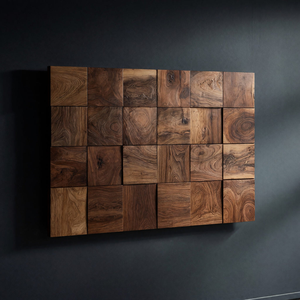 Solid Wood Headboard Rustic Square Panel Modern Farmhouse Bedroom
