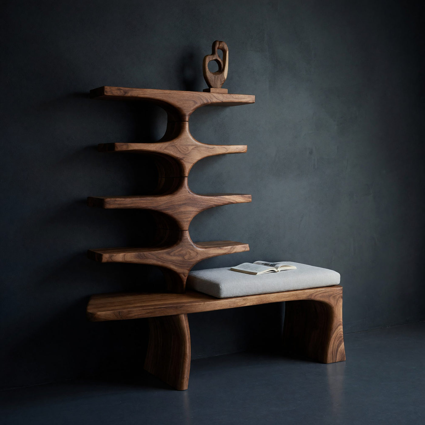 Solid Wood Shoe Storage Bench Japandi Organizer Rack Entryway Foyer Section