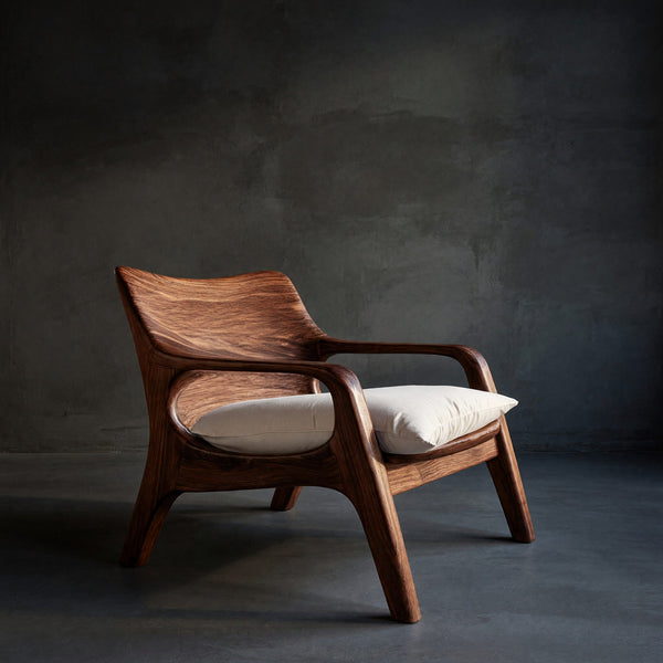 Solid Wood Chair Natural Curved Arm Design Home