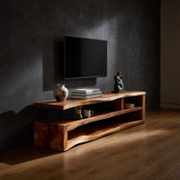 Two Slabs, One Log, One Live Edge Media Console