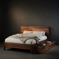 Solid Wood Bed Frame Built Drawers Bedroom