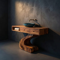Solid Wood Bathroom Vanity Sculpted Modern