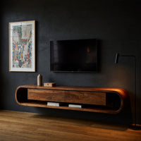 The Wall Lets Go: A Floating Walnut TV Console