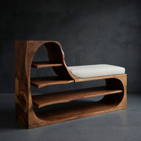 Solid Wood Shoe Storage Bench Rustic Rack Entryway Hallway Corner