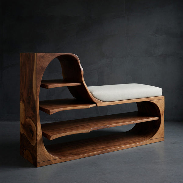 Solid Wood Shoe Storage Bench Rustic Rack Entryway Hallway Corner