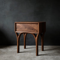 Solid Wood Nightstand Arch Leg With Drawer Bedroom