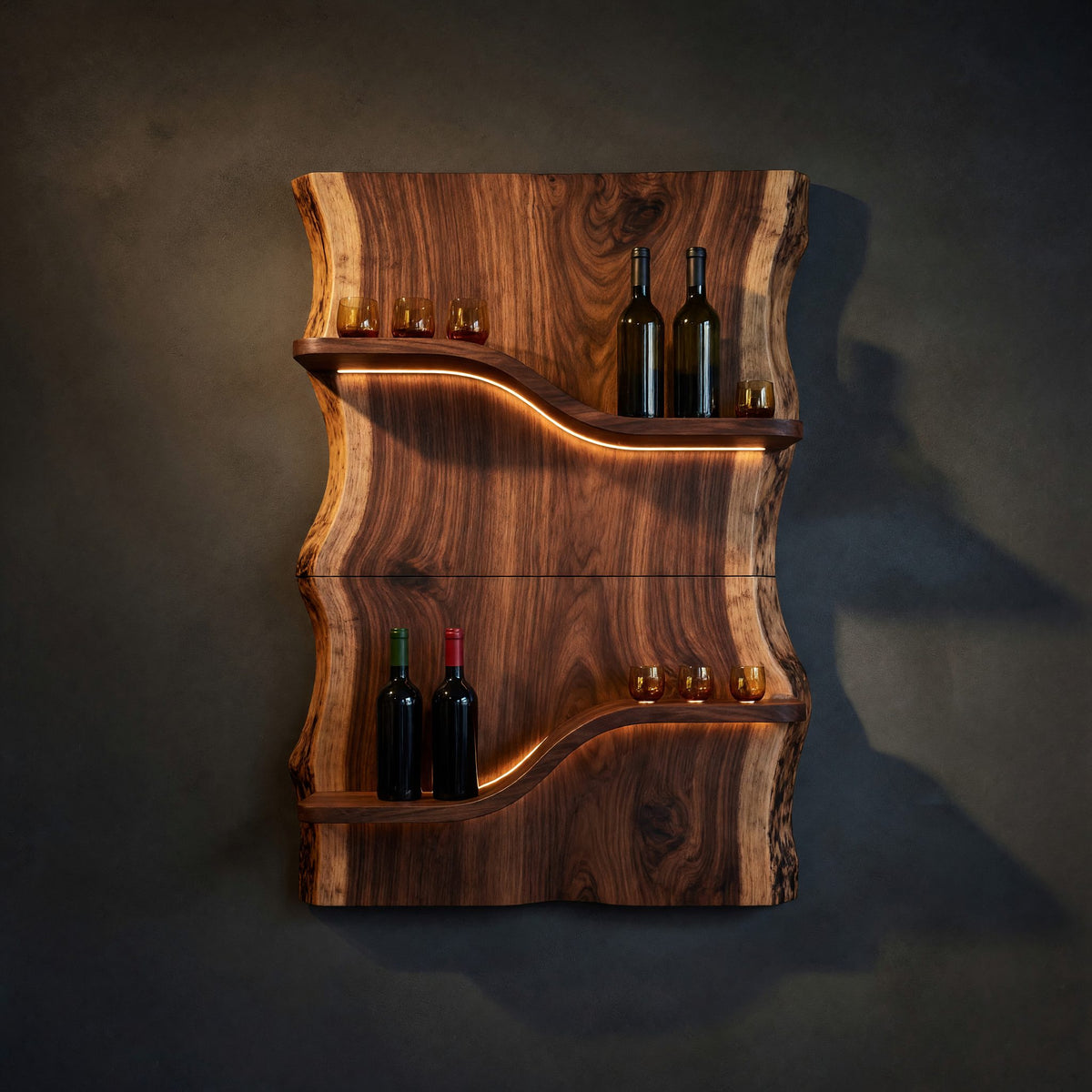 Solid Wood Wine Rack Scandinavian Multi Tier Shelf Living Room