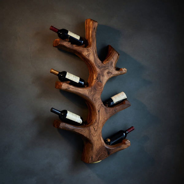 Solid Wood Wine Rack Luxury Wall Sculpture Kitchen Living Room