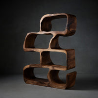 Solid Wood Standing Shelf Artistic Modern Home