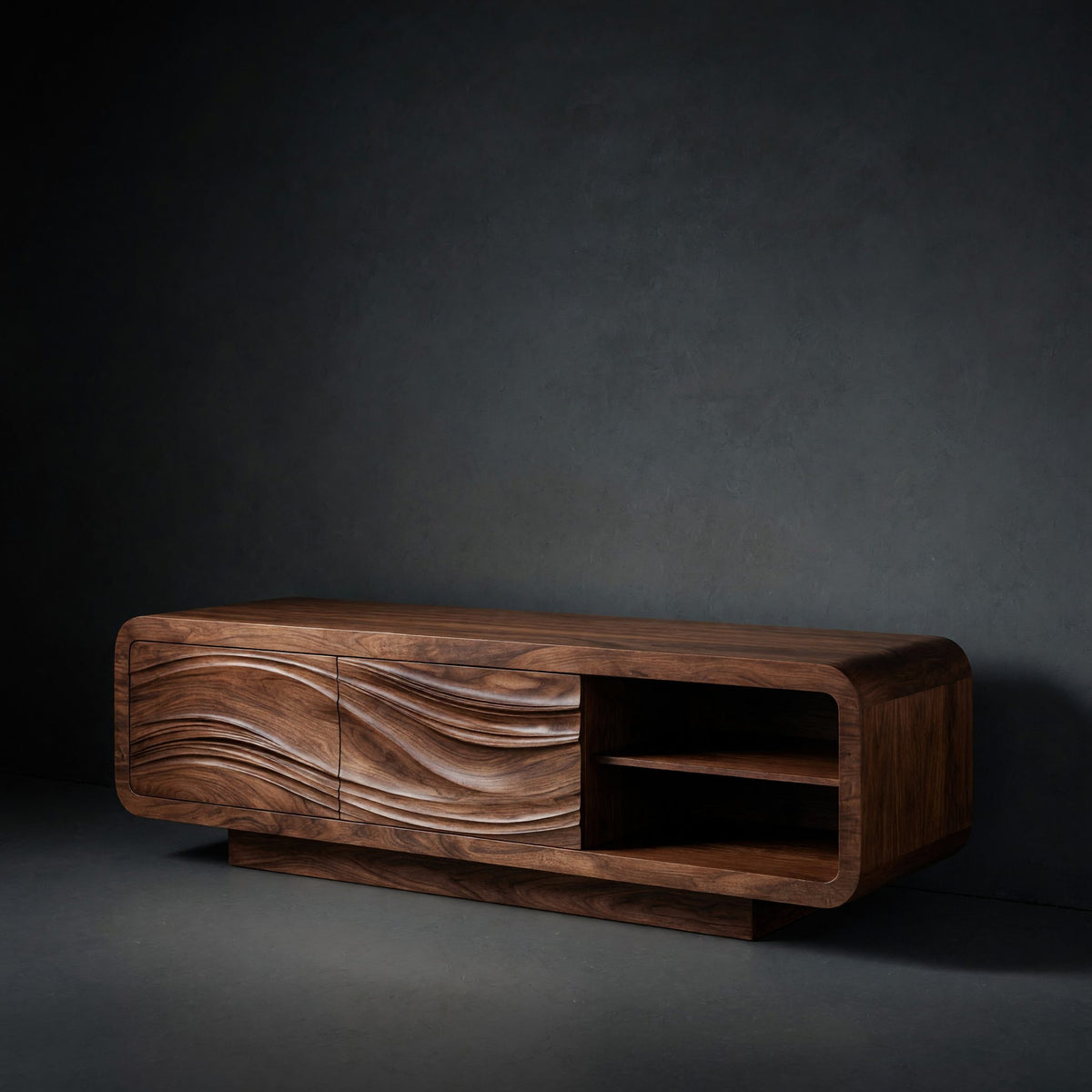 Solid Wood Sideboard Sculpted Living Room