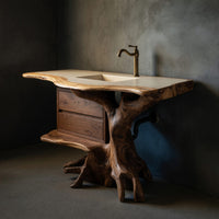 Solid Wood Live Edge Vanity Farmhouse Bathroom Rustic Solid Bathroom